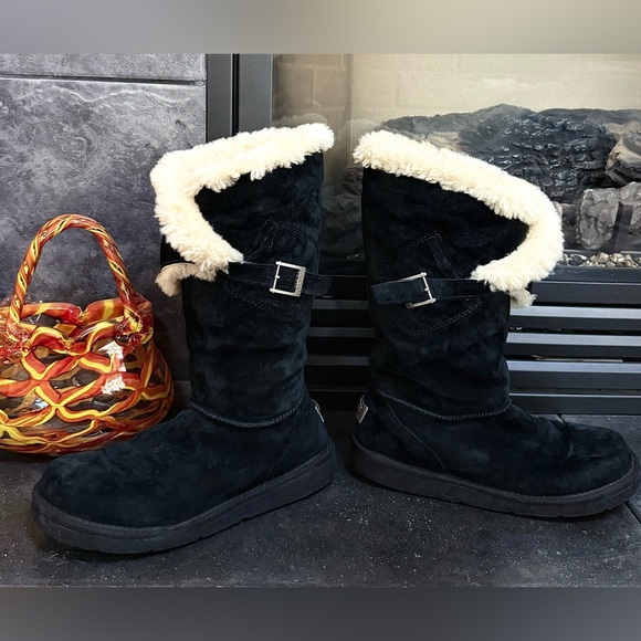 UGG Shoes - Y2K UGG Boots Sheepskin & Suede Leather w/ Shearling trim & Buckle RARE STYLE 8